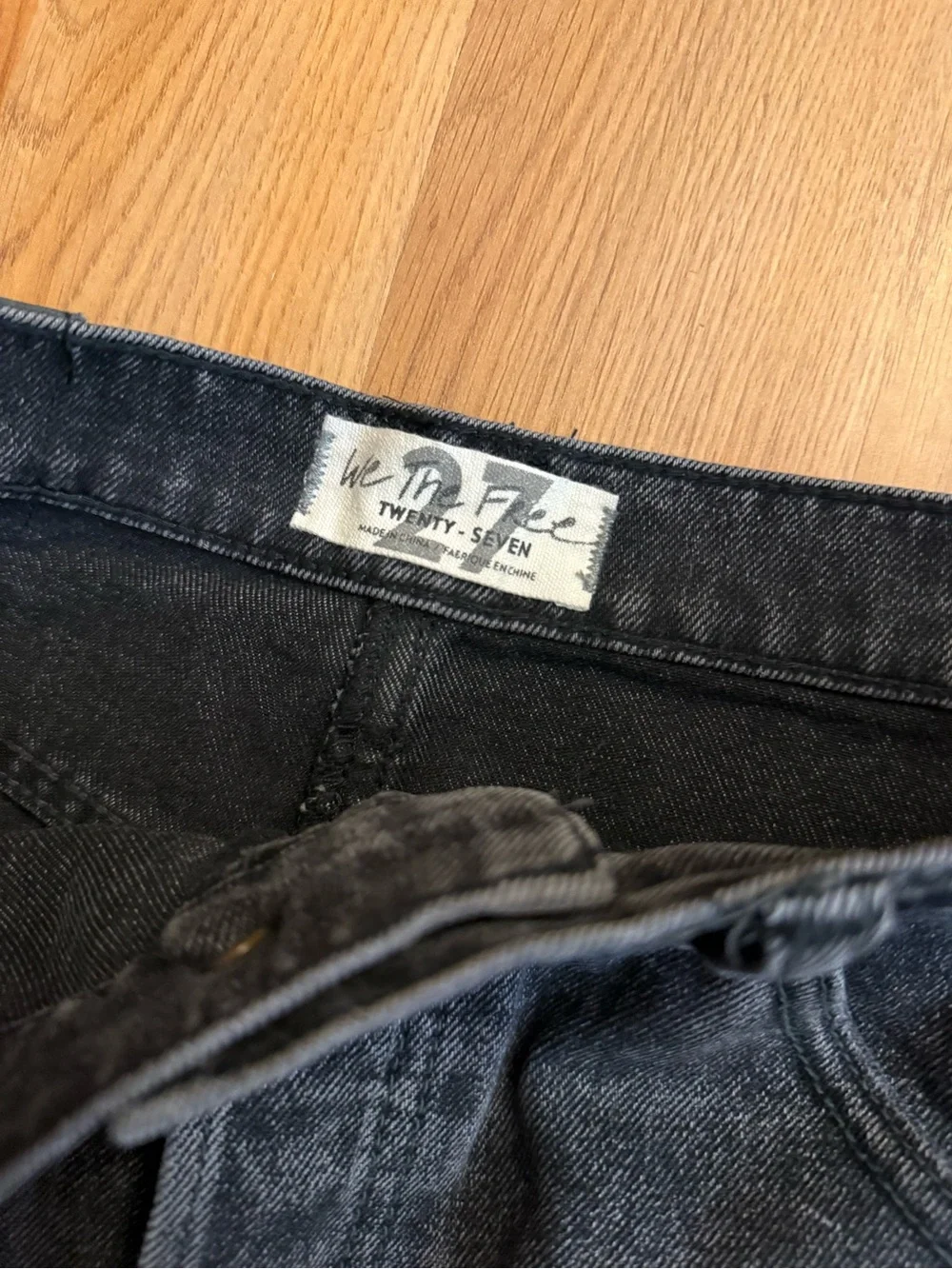 Free people Black Denim Frayed Hem Mini Skirt size 27